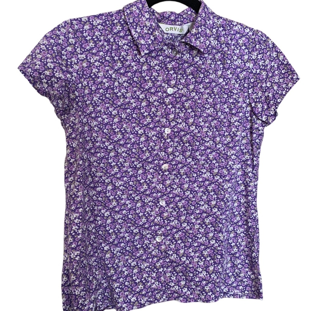 Orvis Purple Floral Short-sleeve Button-down